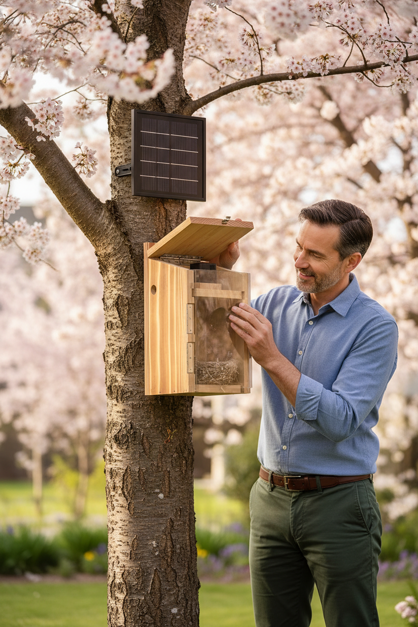 SkyWatch NestView Pro™ 2K Solar AI Bird House Camera