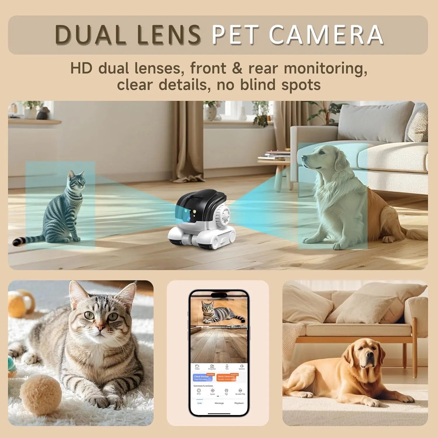 Wags & Whiskers Pet Supply Vessel Tech RoamView Smart Pet Camera with dual lenses and monitoring features
