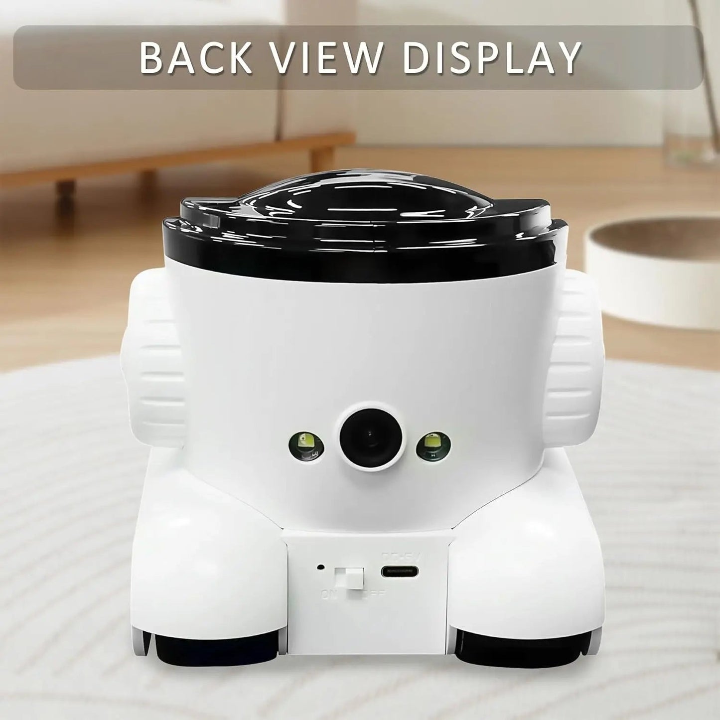 Wags & Whiskers Pet Supply Vessel Tech RoamView Smart Pet Camera back view with display and ports