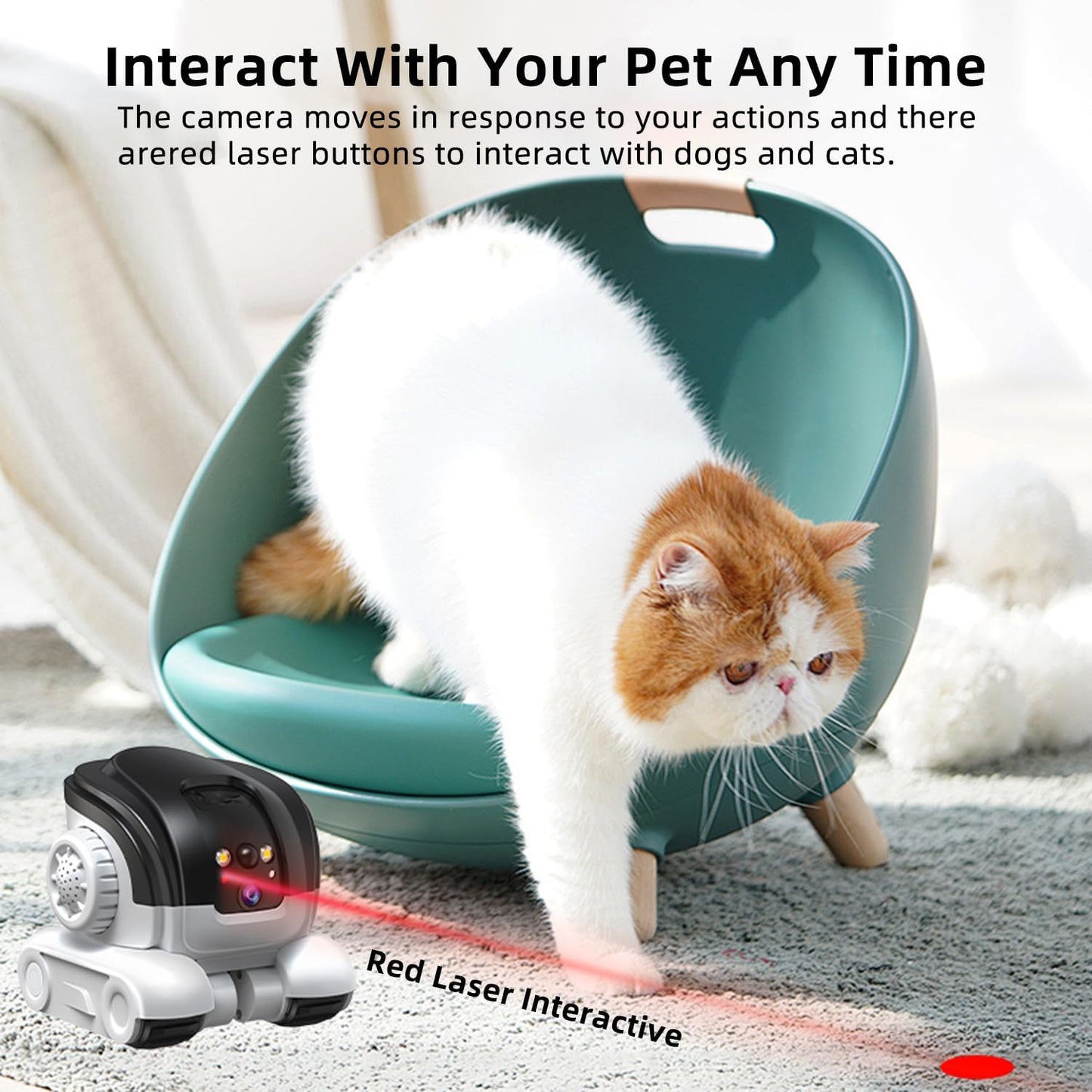 Two-way audio feature on Robowatch Mini letting owner talk to their pet remotely