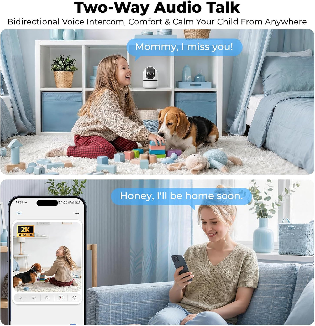 HomeWatch 360 indoor pet and family camera with pan, tilt, and night vision