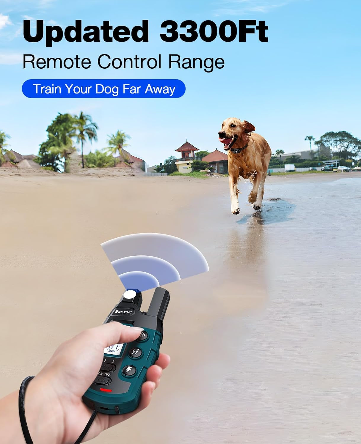 Dog Shock Collar - 3300Ft Training Collar with Remote for 5-120Lbs Small Medium Large Dogs Rechargeable Waterproof E Collar with Beep (1-8), Shake(1-16), Safe Shock(1-99) Modes (Black)