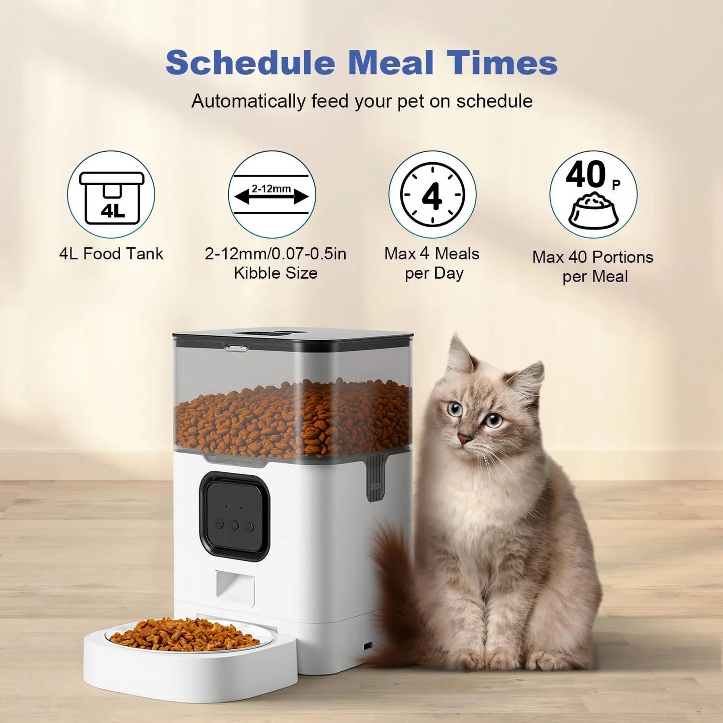 Revolutionize Mealtime with the 4L Smart Automatic Cat Feeder – WiFi Enabled & Programmable for Happy, Healthy Pets!