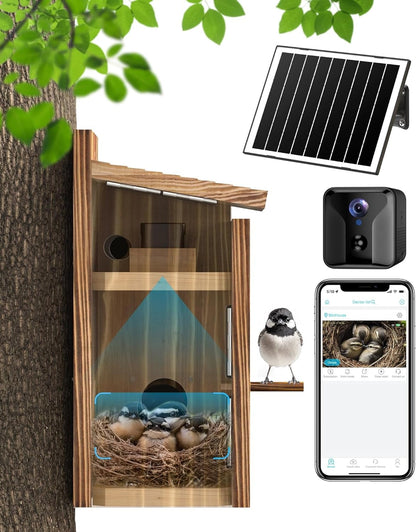 SkyWatch NestView Pro™ 2K Solar AI Bird House Camera — front view