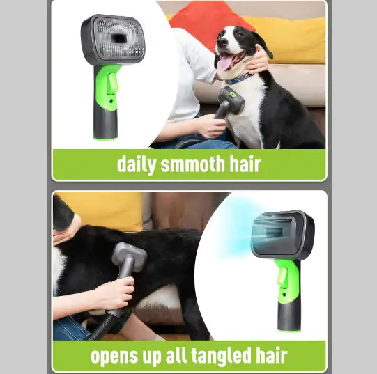 Low-noise pet grooming vacuum in use