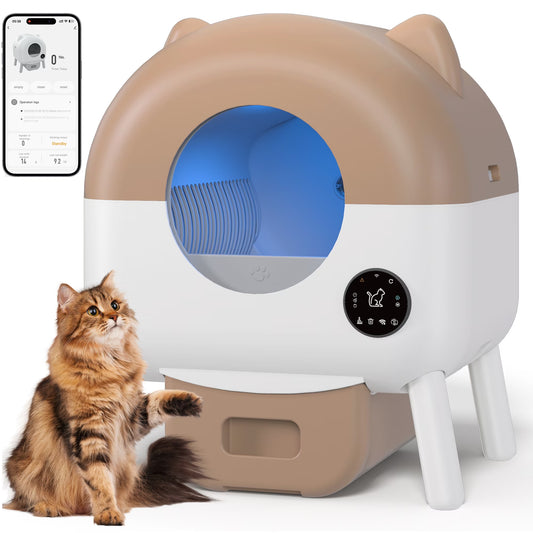 Self Cleaning Cat Litter Box, Extra Large Capacity Automatic Litter Box for Multiple Cat, App-Controlled with Odor Removal & Safety Protection (Includes Trash Bags)