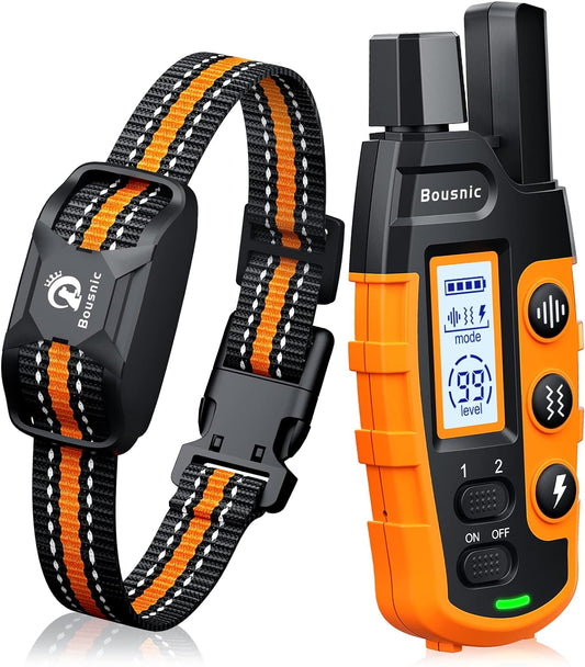 Ultimate Dog Training Collar - 3300Ft Remote Control E-Collar for Small to Large Dogs (5-120lbs) - Rechargeable, Waterproof, with Adjustable Beep, Vibration & Safe Shock Modes (Orange)