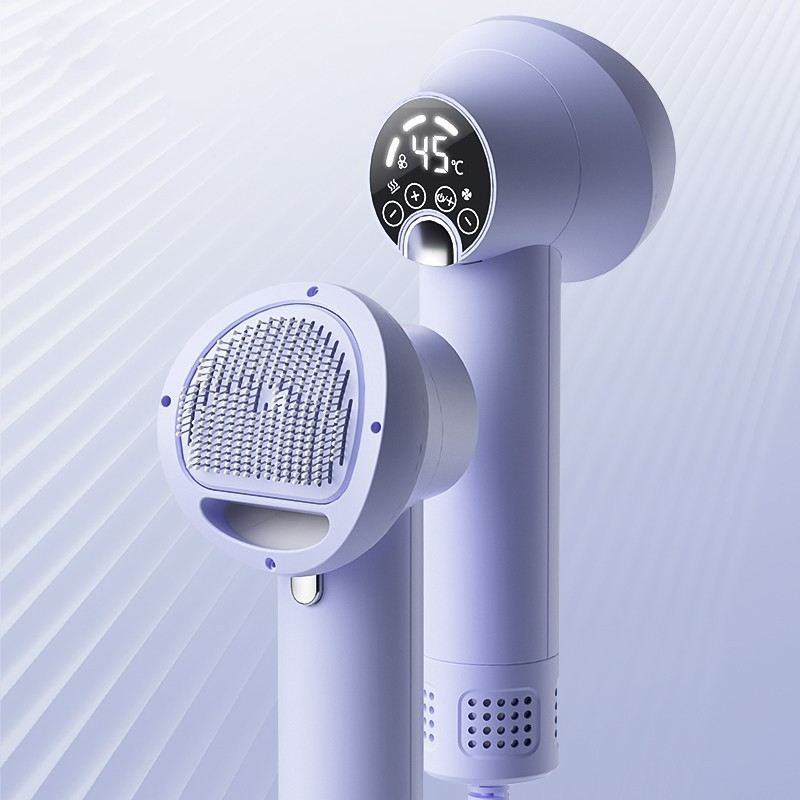Vessel Tech Ultra-Quiet Smart Pet Hair Dryer & Groomer in light purple with display panel, front view