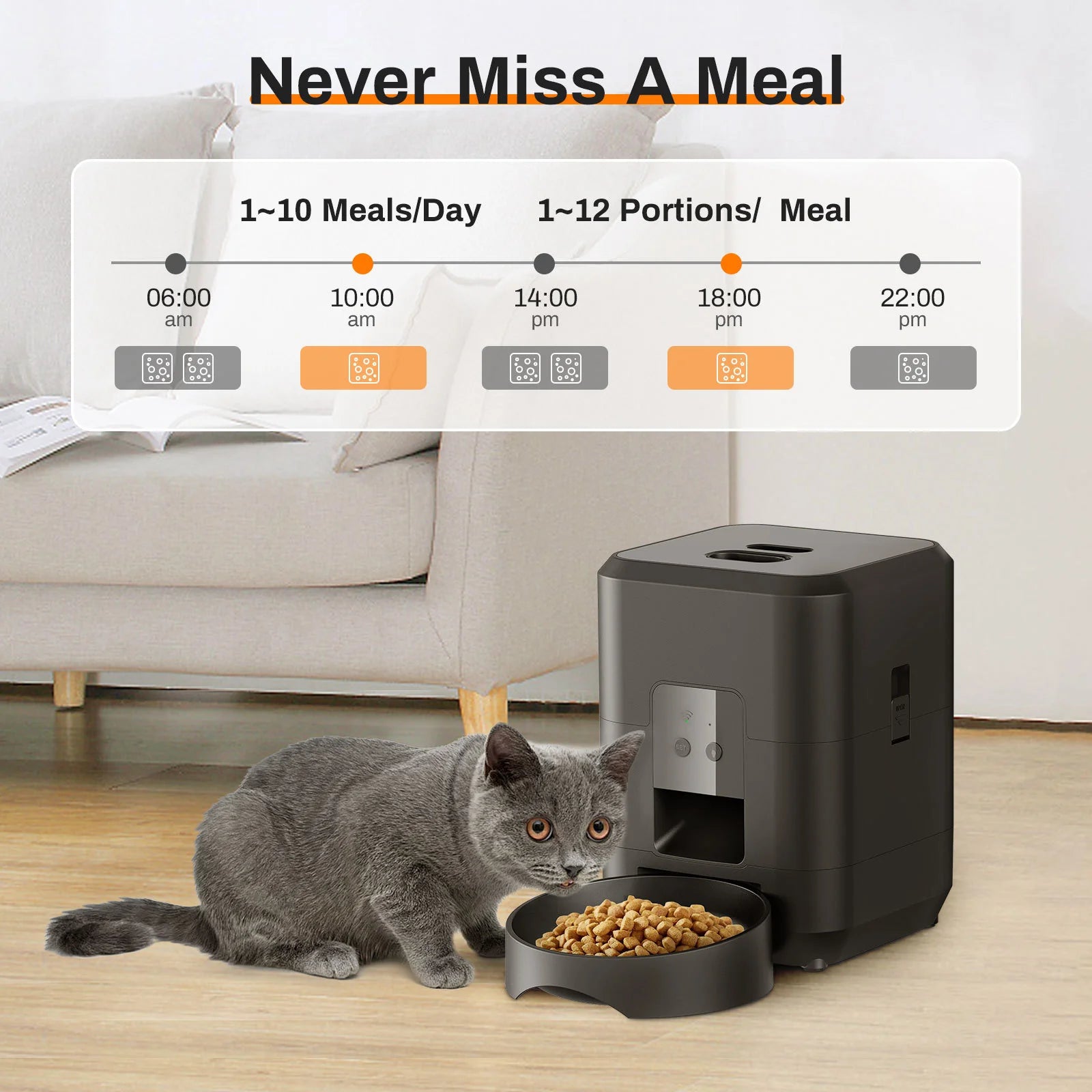 Vessel Tech HEYBO Smart Pet Feeder in black with automatic 2L capacity for cats and small dogs