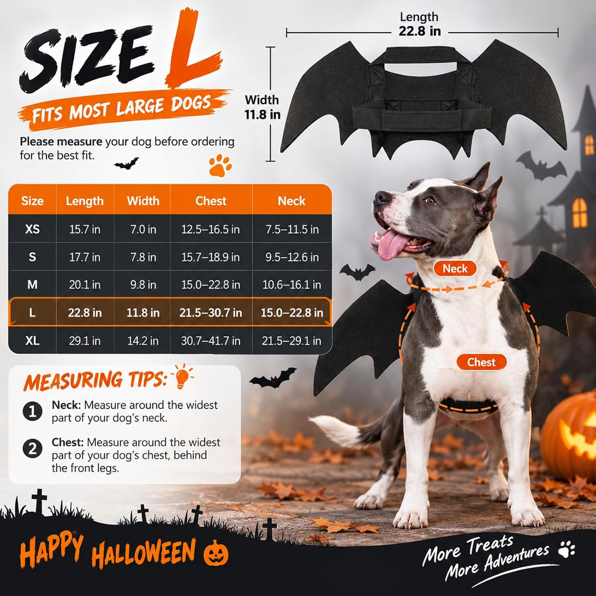 Adjustable black bat wings Halloween dog costume – product detail