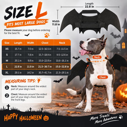 Adjustable black bat wings Halloween dog costume – product detail