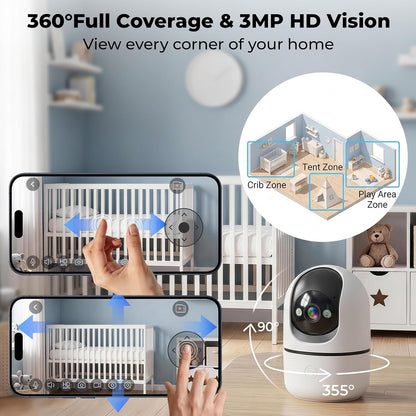 HomeWatch 360 indoor pet and family camera with pan, tilt, and night vision