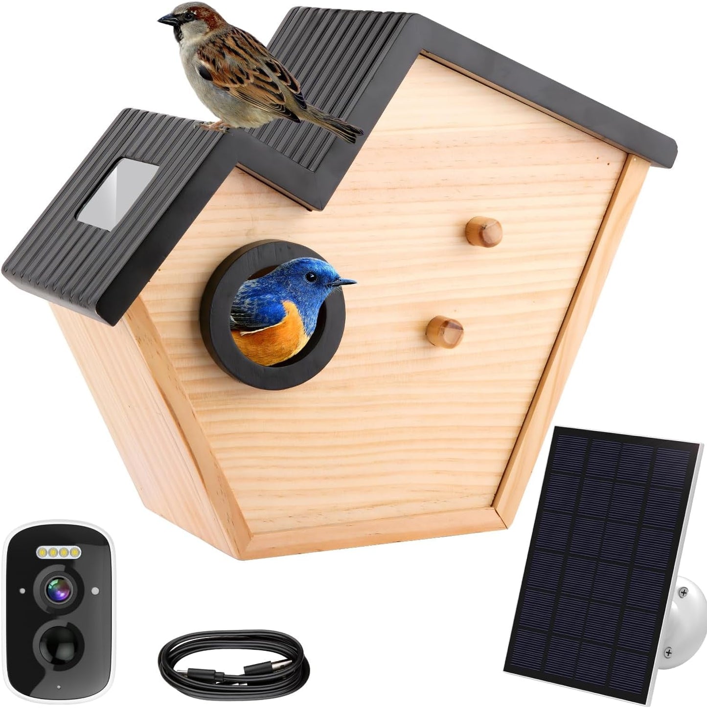 SkyWatch NestView 2K™ Solar AI Bird House Camera — front view