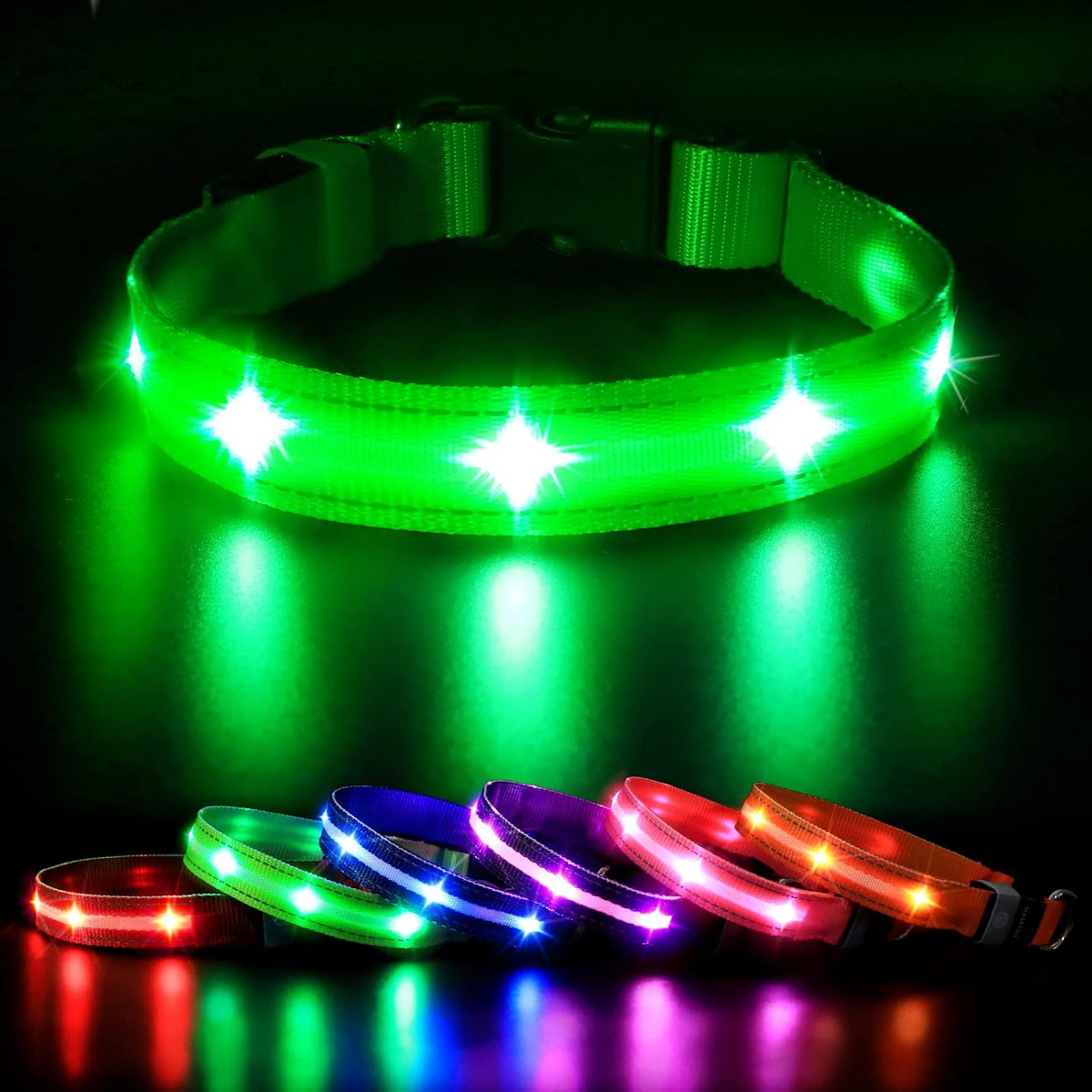 Led Dog Collar, Rechargeable Light up Collar with Flashing Glow for Night Safety