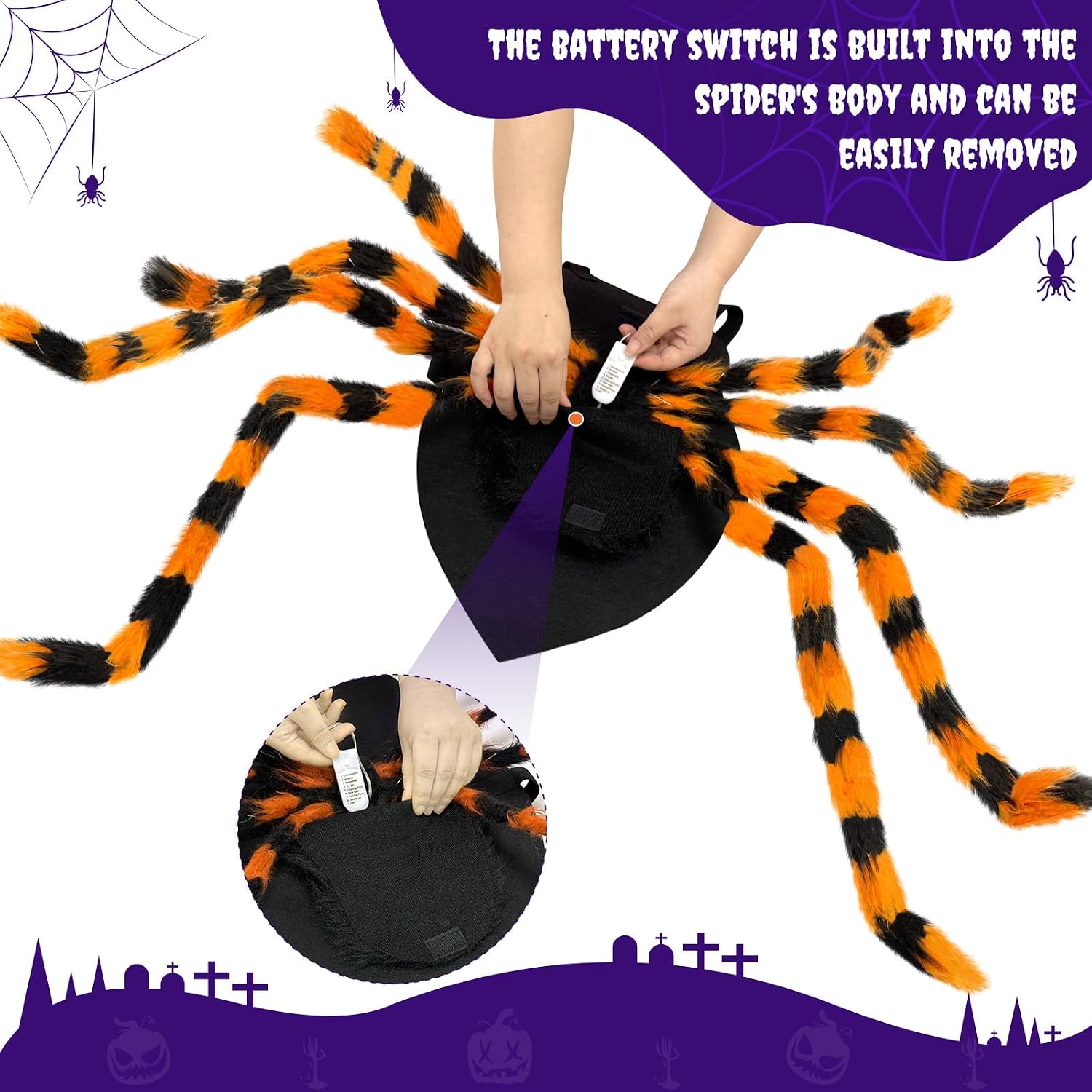 SpiderPup orange and purple LED lights