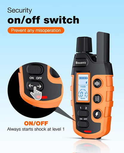 Ultimate Dog Training Collar - 3300Ft Remote Control E-Collar for Small to Large Dogs (5-120lbs) - Rechargeable, Waterproof, with Adjustable Beep, Vibration & Safe Shock Modes (Orange)