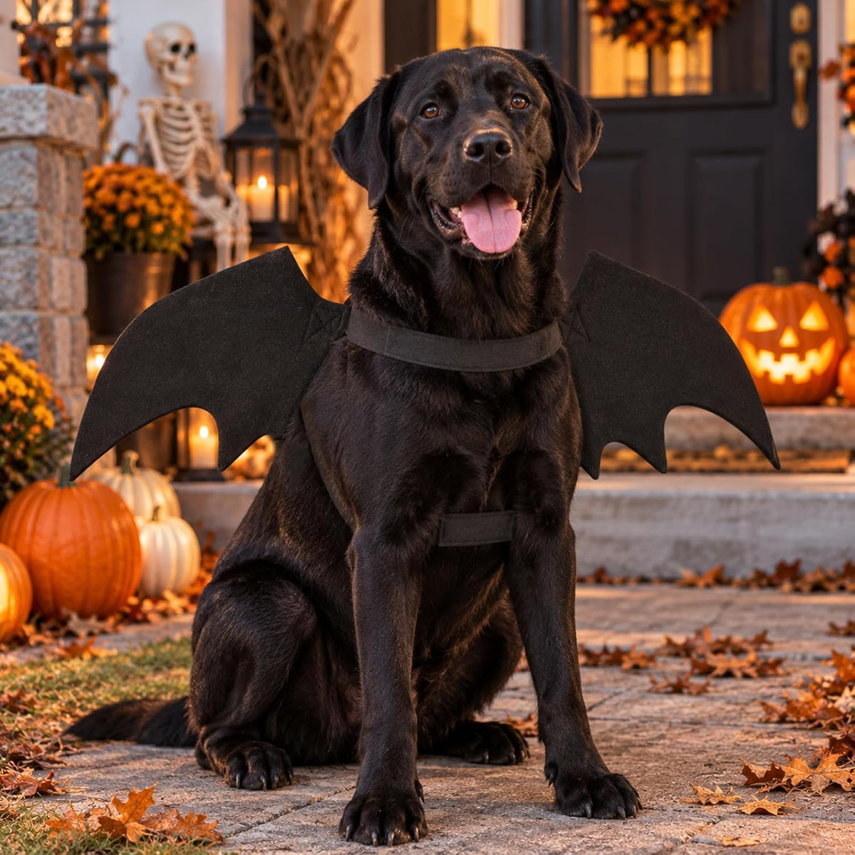Adjustable black bat wings Halloween dog costume – product detail
