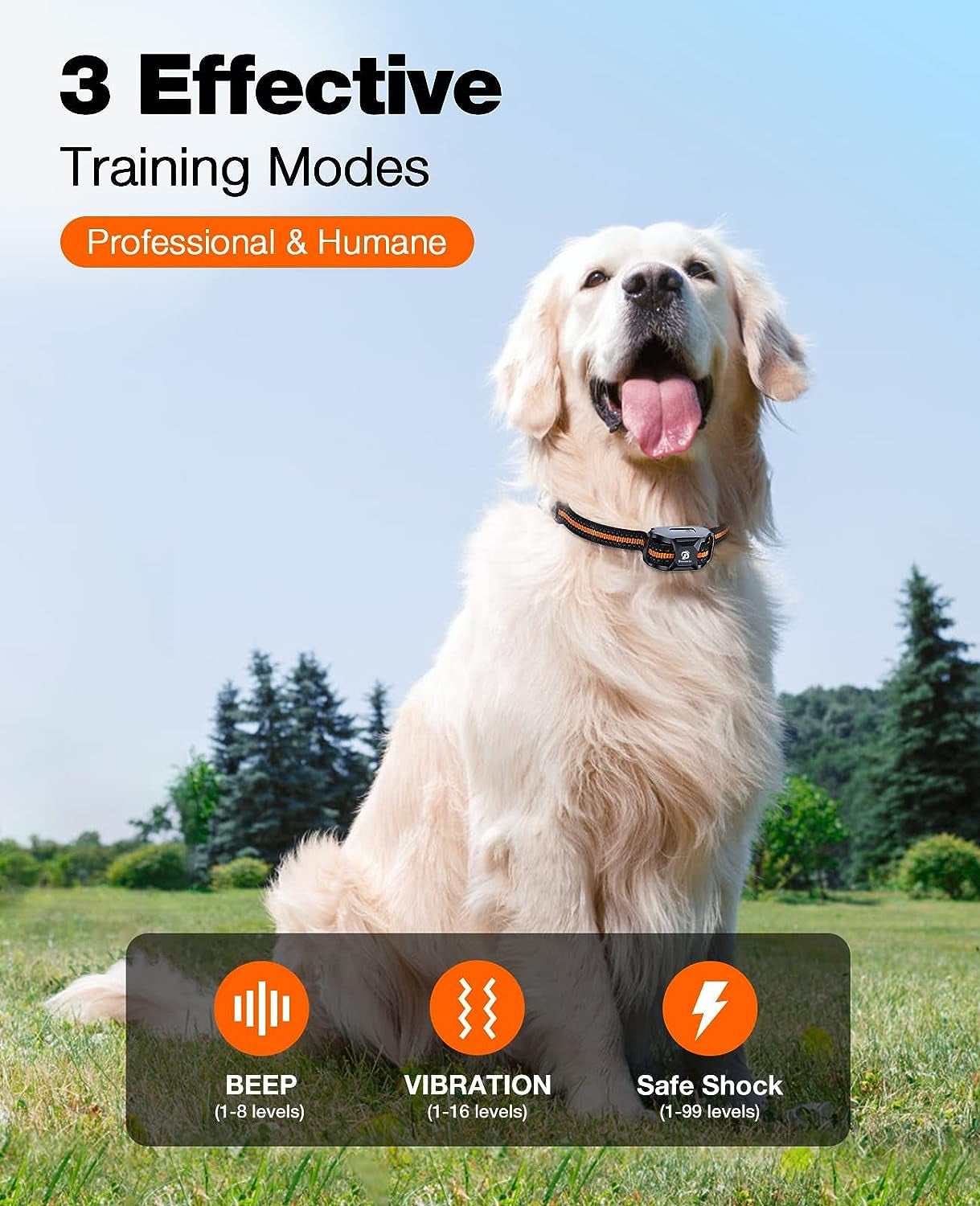 Ultimate Dog Training Collar - 3300Ft Remote Control E-Collar for Small to Large Dogs (5-120lbs) - Rechargeable, Waterproof, with Adjustable Beep, Vibration & Safe Shock Modes (Orange)