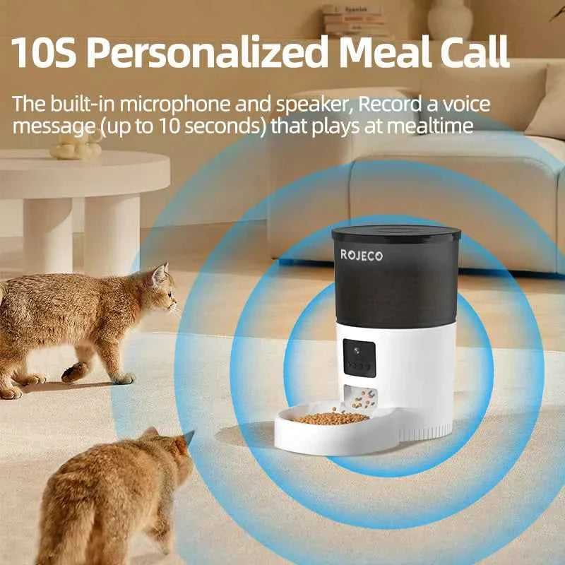WTN Essentials Vessel Five SmartVision AI Pet Feeder with cats in a home setting
