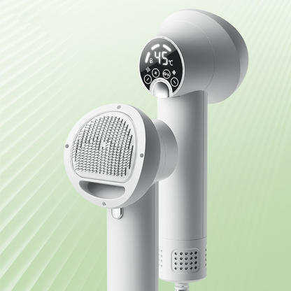 Vessel Tech Ultra-Quiet Smart Pet Hair Dryer & Groomer in white with digital display, front view