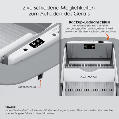 Montret Horizon AI Smart Self-Cleaning Litter Box with charging options, interior view