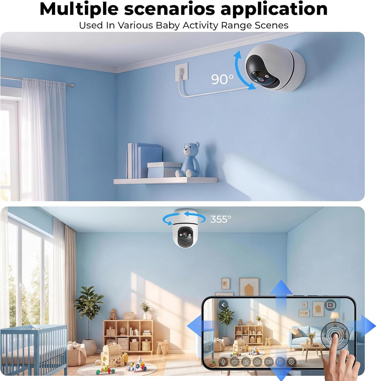 HomeWatch 360 indoor pet and family camera with pan, tilt, and night vision