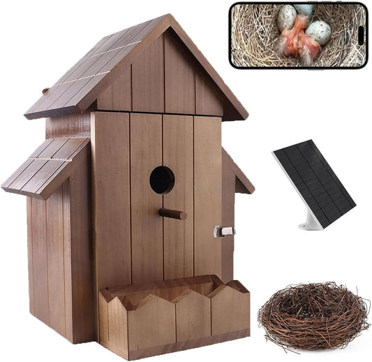 SkyWatch NestView 1080P™ Solar AI Bird House Camera — front view