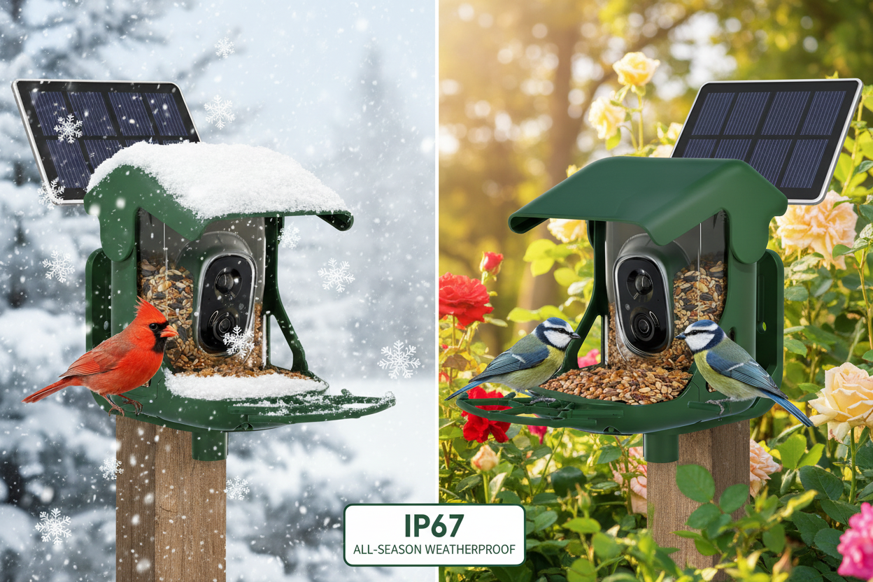 SkyWatch ProVision 2.5K™ IP67 weatherproof — all season outdoor bird feeder in rain and snow