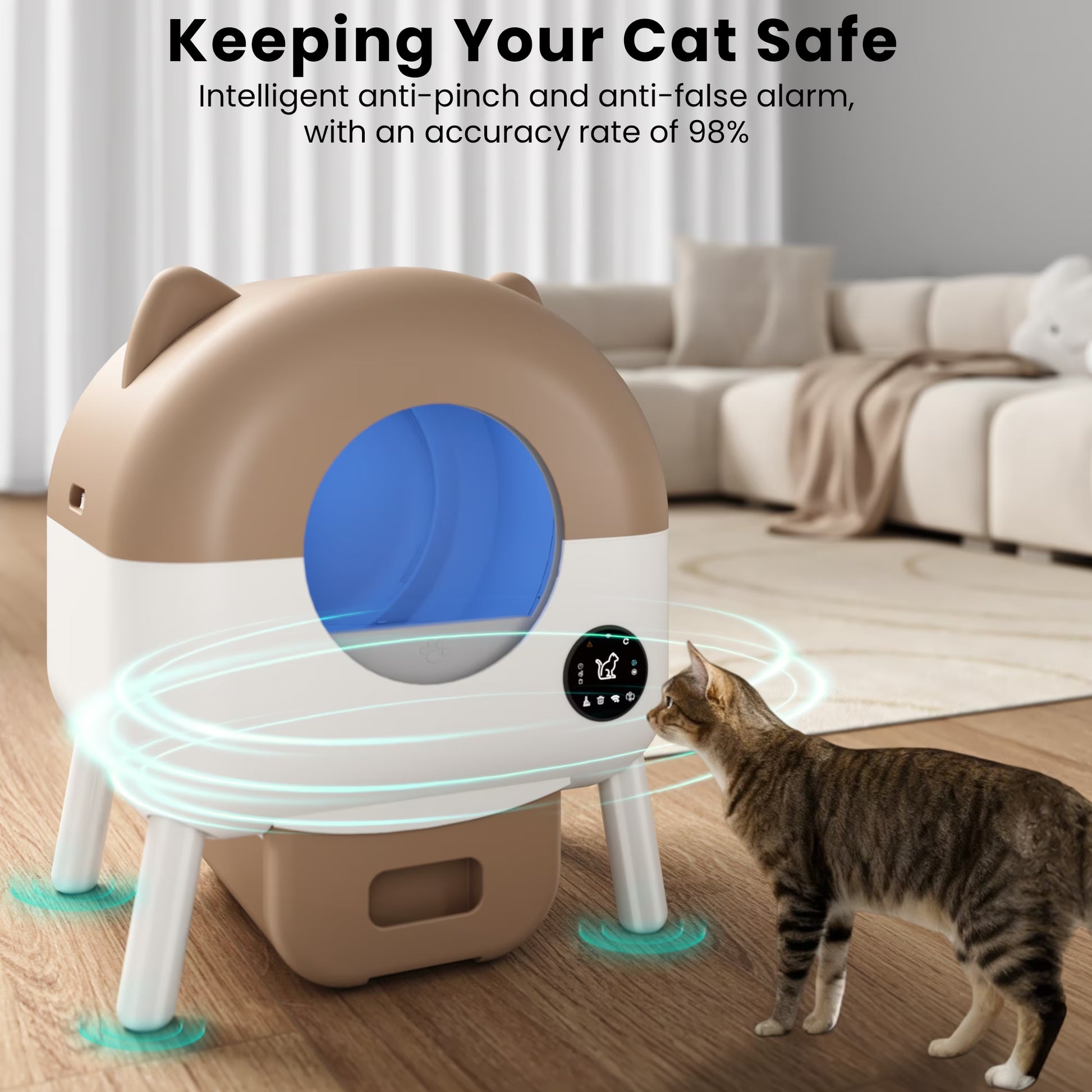 Self Cleaning Cat Litter Box, Extra Large Capacity Automatic Litter Box for Multiple Cat, App-Controlled with Odor Removal & Safety Protection (Includes Trash Bags)
