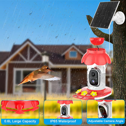 Vessel Tech Hummercam™ Solar Hummingbird Feeder with AI Camera