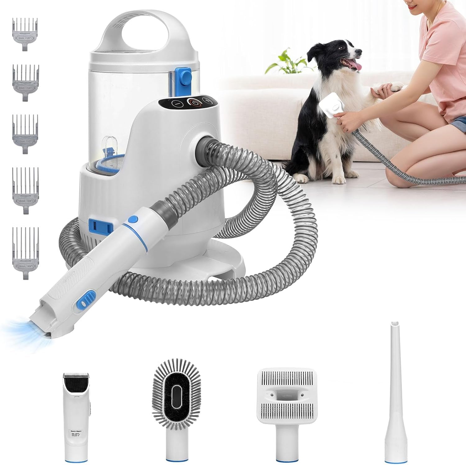 Petpro Grooming Vacuum Kit — Low-Noise Deshedding & Clipper Set for Dogs & Cats