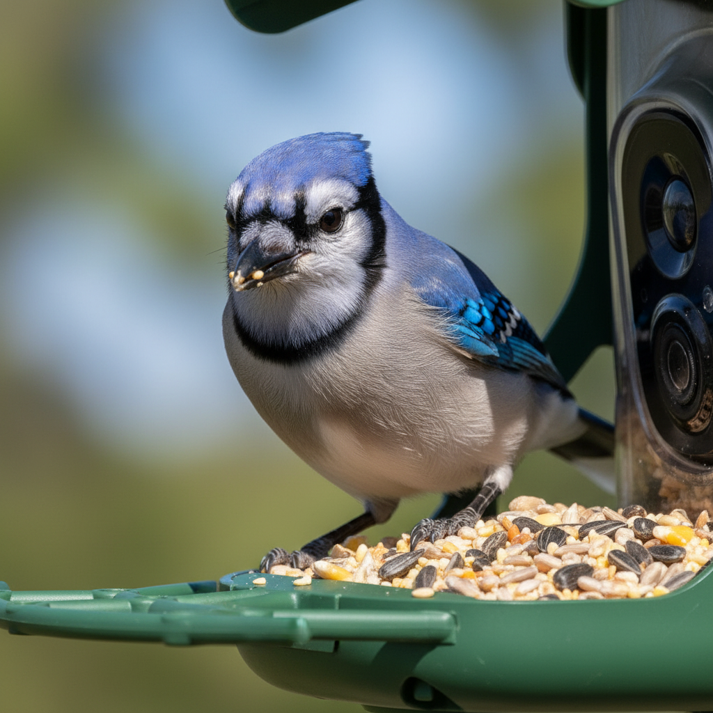 Blue jay captured in breathtaking 2.5K ultra-sharp detail by SkyWatch ProVision 2.5K™
