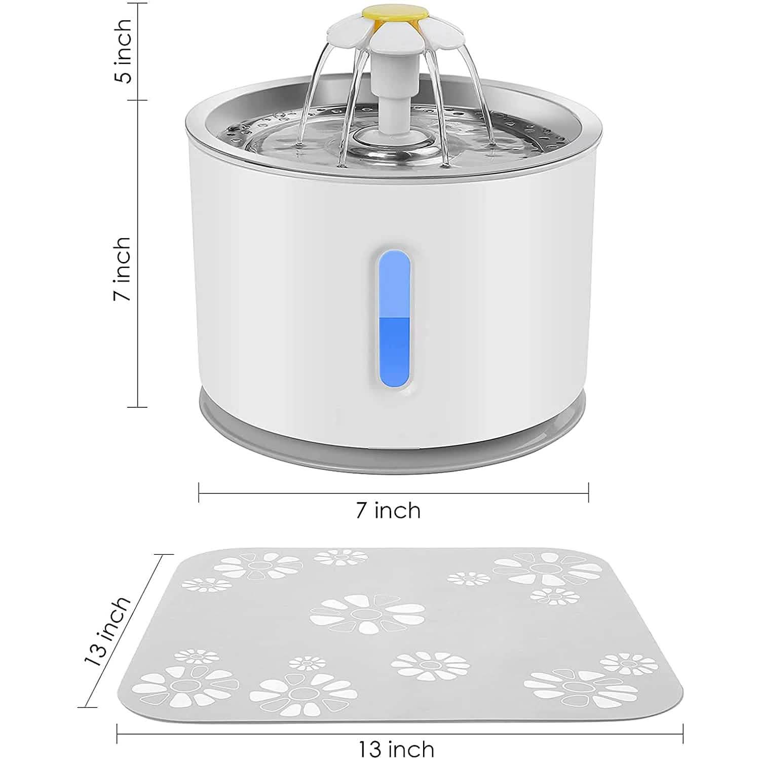 DailySale Vessel Four: Aqua Flow pet water fountain with dimensions, top view