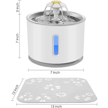 DailySale Vessel Four: Aqua Flow pet water fountain with dimensions, top view