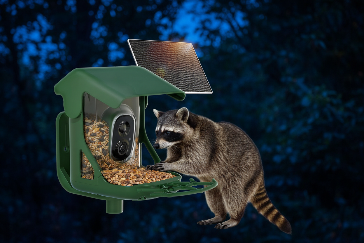 SkyWatch ProVision 2.5K™ full color night vision — birds visiting after dark