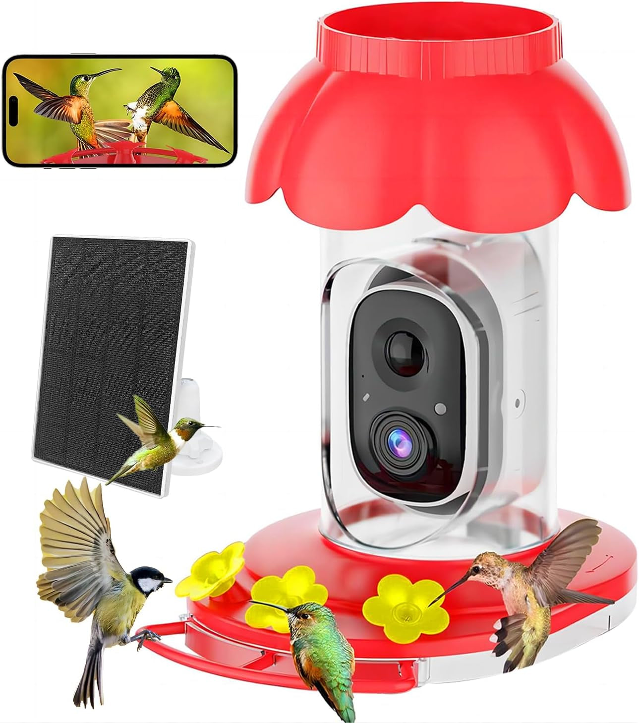 Vessel Tech Hummercam™ Solar Hummingbird Feeder with AI Camera