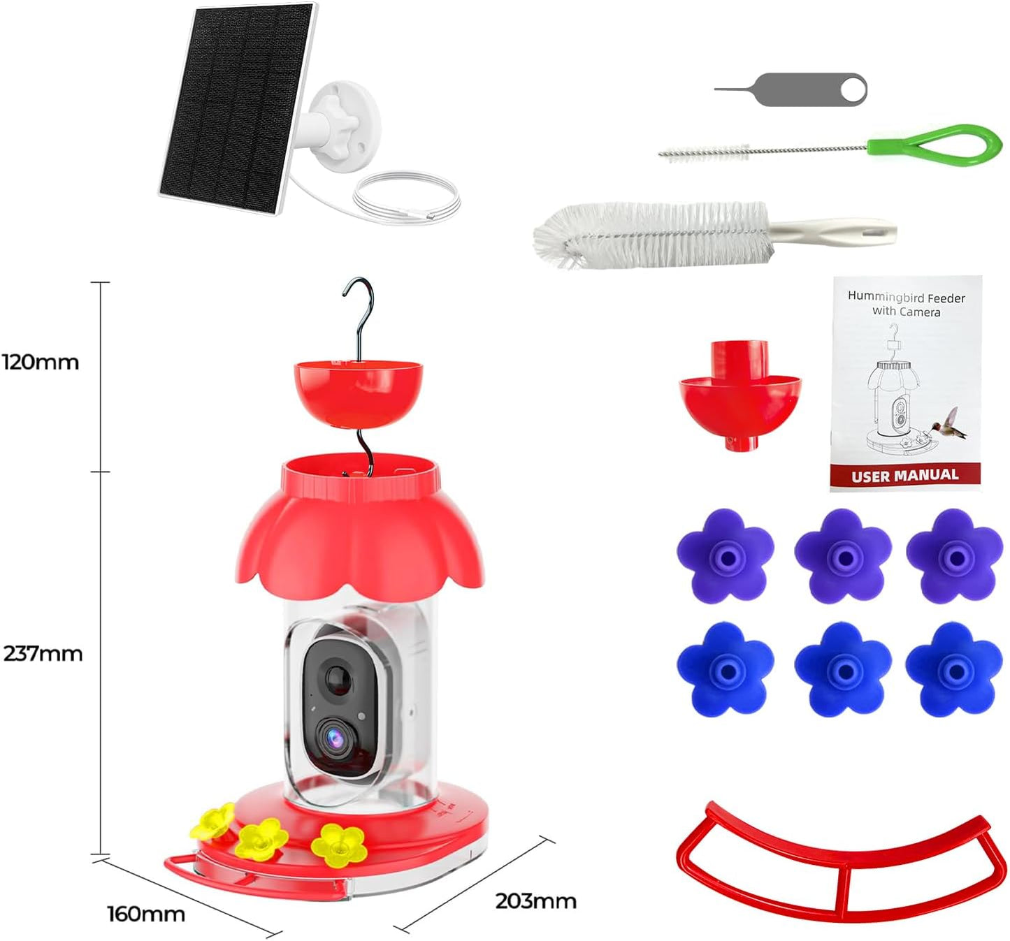Vessel Tech Hummercam™ Solar Hummingbird Feeder with AI Camera