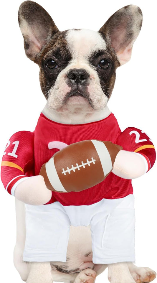 Football Player Dog Costume - Adjustable Funny Halloween Costume for Small Medium Dog (Football, Medium)