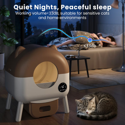 Self Cleaning Cat Litter Box, Extra Large Capacity Automatic Litter Box for Multiple Cat, App-Controlled with Odor Removal & Safety Protection (Includes Trash Bags)