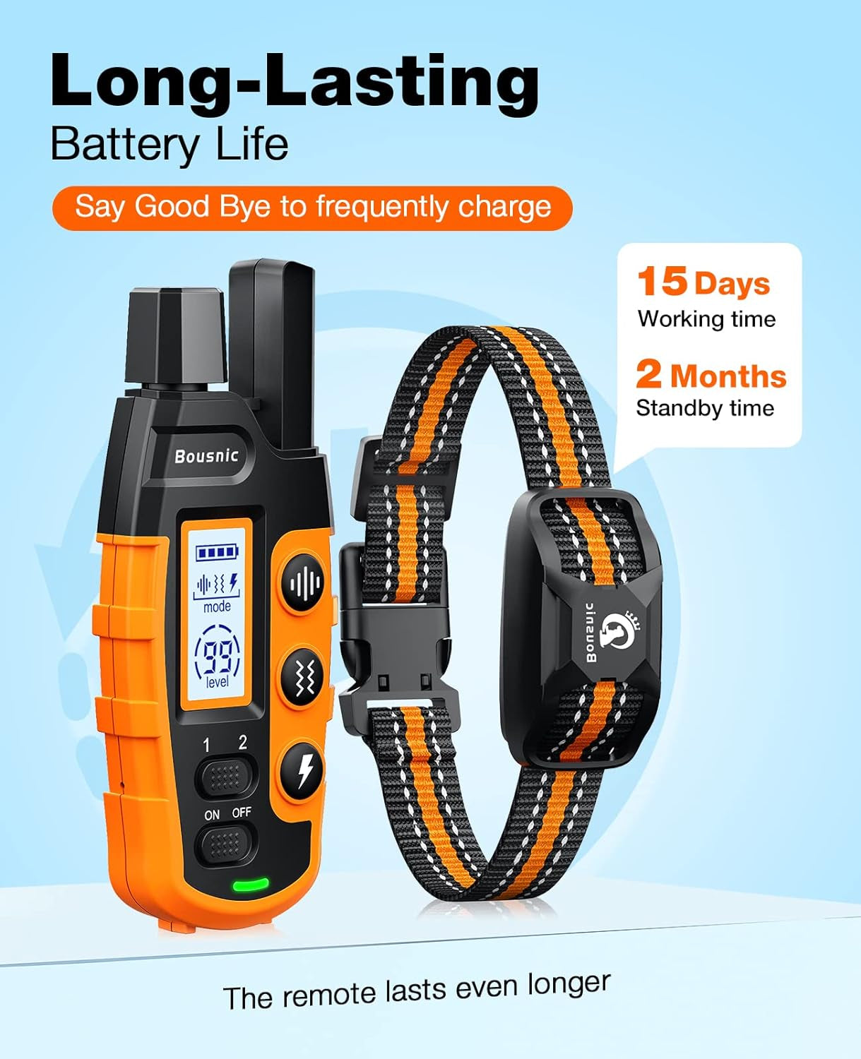 Ultimate Dog Training Collar - 3300Ft Remote Control E-Collar for Small to Large Dogs (5-120lbs) - Rechargeable, Waterproof, with Adjustable Beep, Vibration & Safe Shock Modes (Orange)
