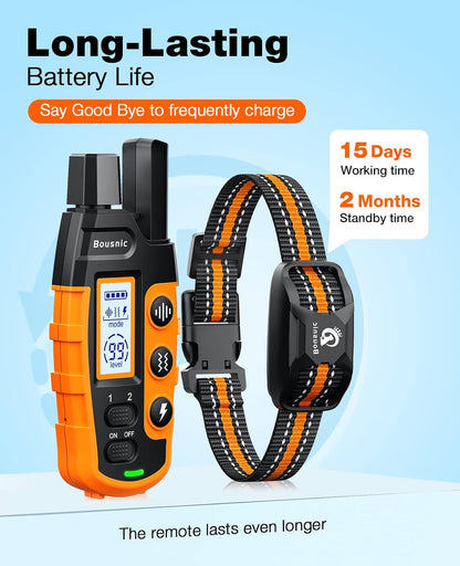 Ultimate Dog Training Collar - 3300Ft Remote Control E-Collar for Small to Large Dogs (5-120lbs) - Rechargeable, Waterproof, with Adjustable Beep, Vibration & Safe Shock Modes (Orange)