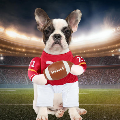 Football Player Dog Costume - Adjustable Funny Halloween Costume for Small Medium Dog (Football, Medium)