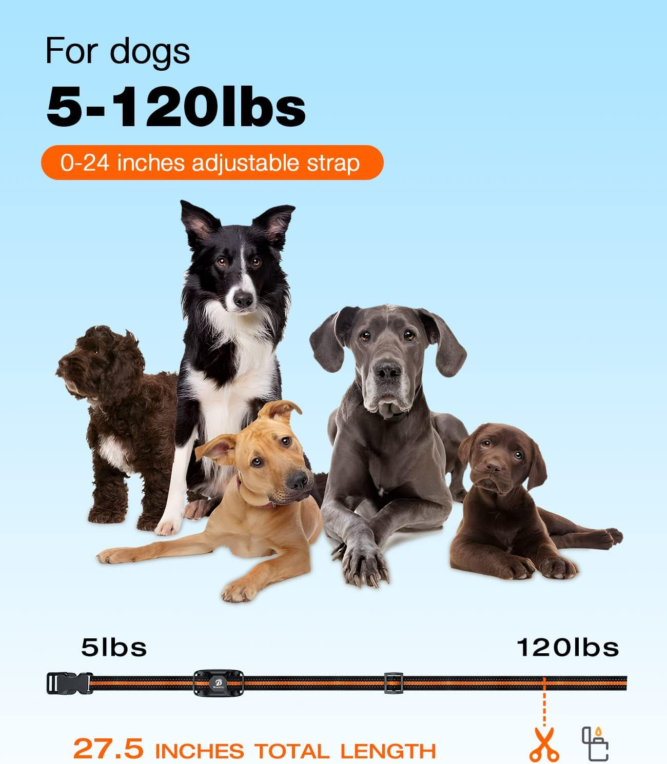 Ultimate Dog Training Collar - 3300Ft Remote Control E-Collar for Small to Large Dogs (5-120lbs) - Rechargeable, Waterproof, with Adjustable Beep, Vibration & Safe Shock Modes (Orange)