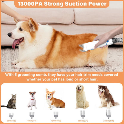 Petpro Grooming Vacuum Kit — Low-Noise Deshedding & Clipper Set for Dogs & Cats