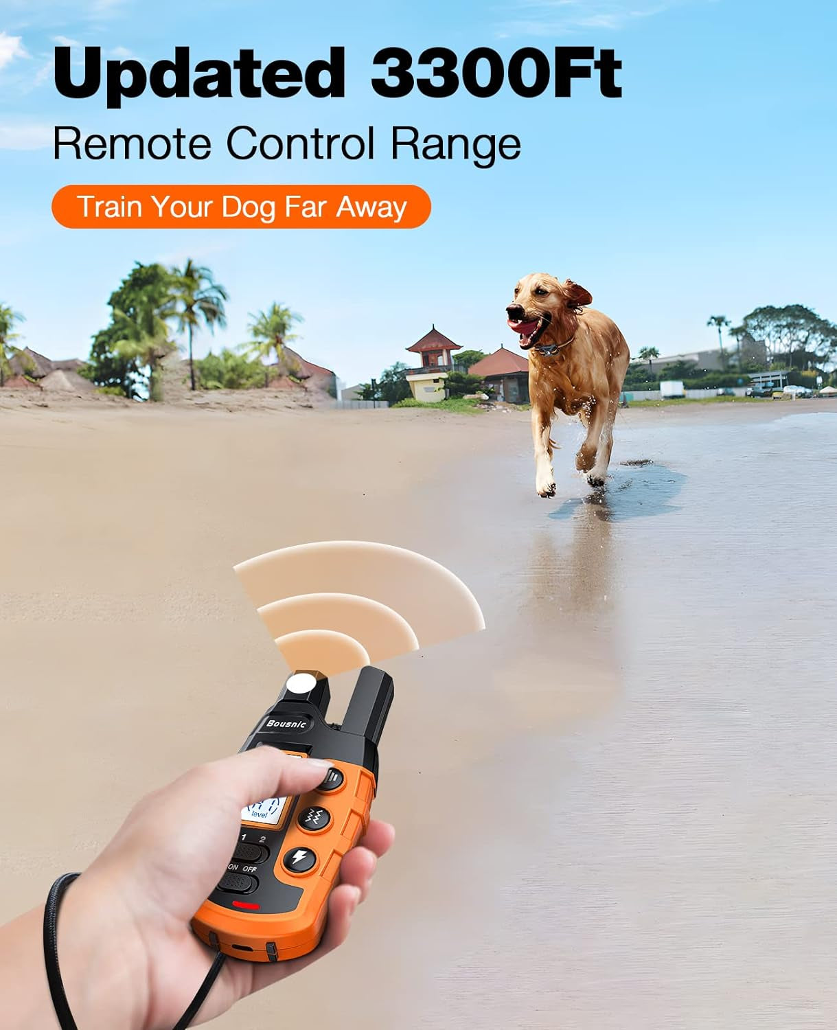 Ultimate Dog Training Collar - 3300Ft Remote Control E-Collar for Small to Large Dogs (5-120lbs) - Rechargeable, Waterproof, with Adjustable Beep, Vibration & Safe Shock Modes (Orange)
