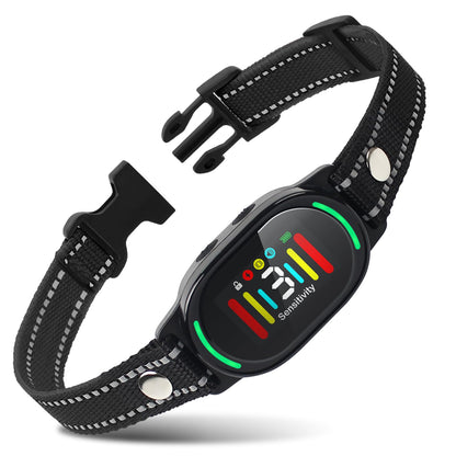 Vessel Tech PetJoy smart bark collar with vibration and shock features, side view
