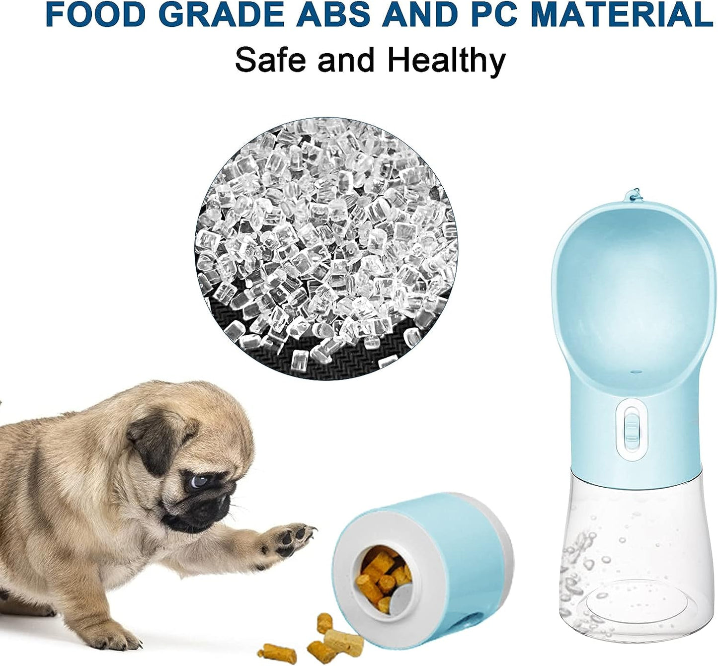 Ultimate 4-in-1 Portable Dog Water Bottle - Leakproof Travel Dispenser with Feeder, Waste Bag, and Poop Shovel for Pets on the Go - Perfect for Hiking and Walking in Blue