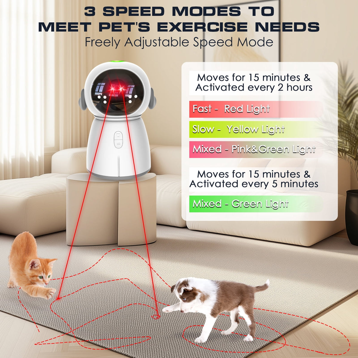 LaserPlay motion activated cat laser toy in use