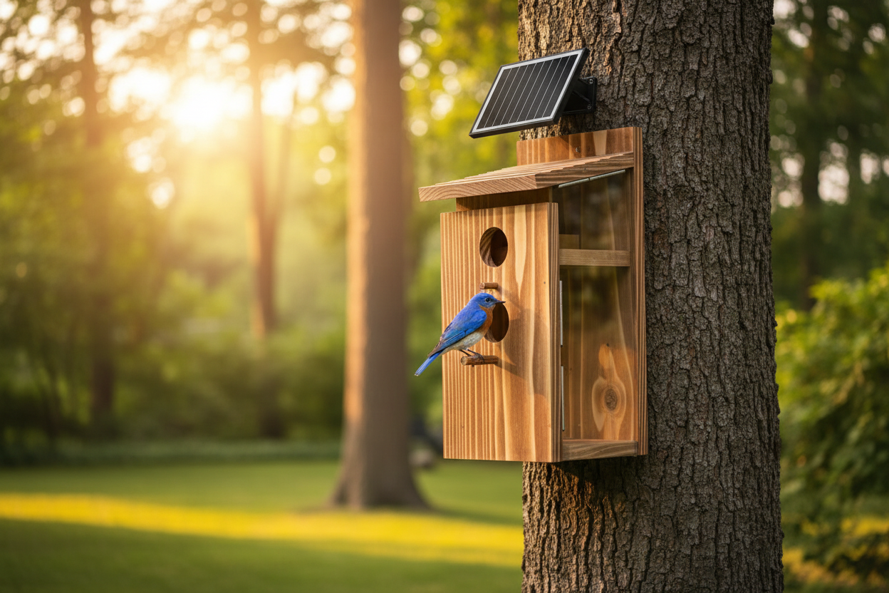 SkyWatch NestView Pro™ 2K Solar AI Bird House Camera