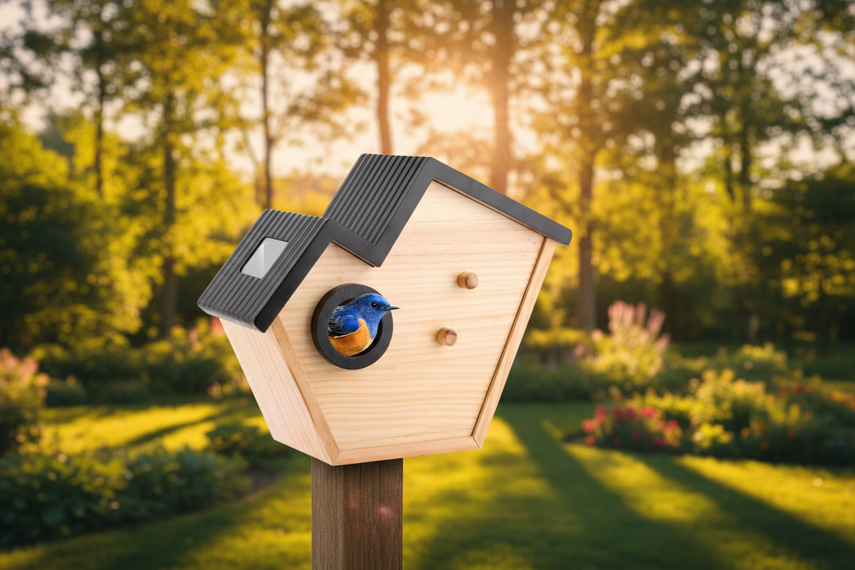 SkyWatch NestView 2K™ Solar AI Bird House Camera — 32GB Included